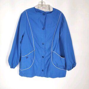 VTG 80s 90s Royal Blue Utility Jacket White Piping Mod Aesthetic Women’s Size